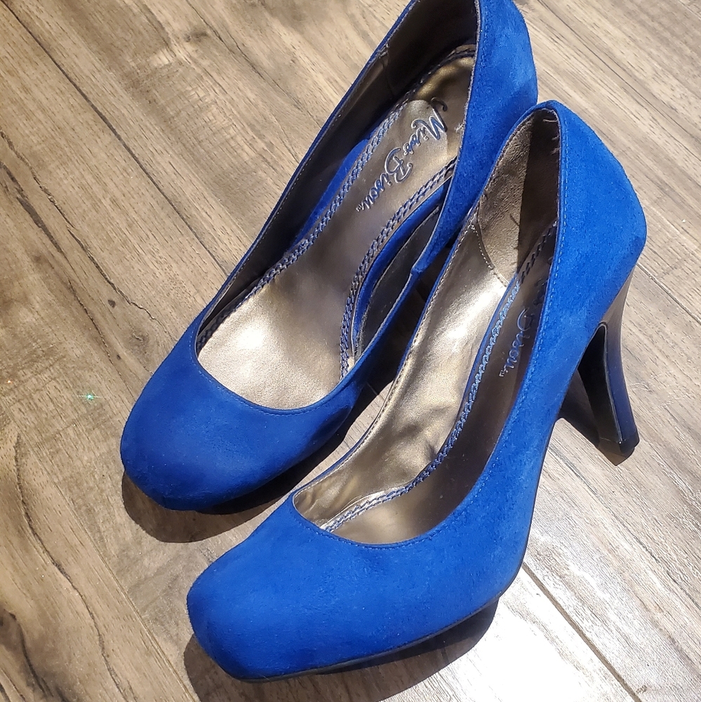 🦋 Miss Bisou Blue Faux Suede Platform Heels
